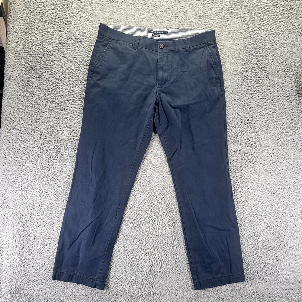 Tommy Hilfiger Pant Mens 36x30 Blue Cotton Chino Straight Leg Preppy Business